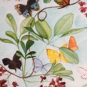 Peinture intitulée "Papillons" par Victoria, Œuvre d'art originale, Aquarelle