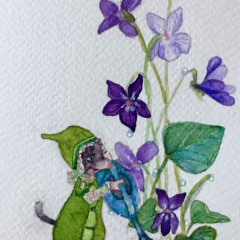 Dessin intitulée "Violette en petit p…" par Victoria, Œuvre d'art originale, Aquarelle