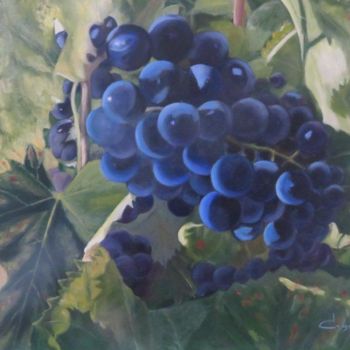 Painting titled "Les raisins de Maub…" by Véronique Degabriel, Original Artwork, Oil