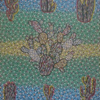 Painting titled "Cactus" by Véronique Génot, Original Artwork, Oil