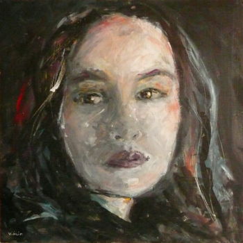 Painting titled "Face 2017-10-12" by Véronique Heim, Original Artwork, Acrylic