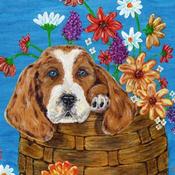 「Happy Doggy」というタイトルの絵画 Véronique Lachenalによって, オリジナルのアートワーク, アクリル