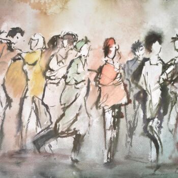 Peinture intitulée "Ensemble" par Véronique Le Forestier, Œuvre d'art originale, Aquarelle