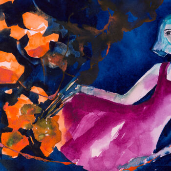 Painting titled "Femme blues 20" by Véronique Piaser-Moyen, Original Artwork, Watercolor