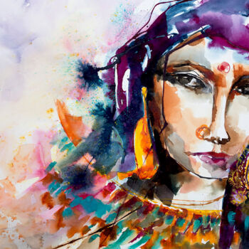 "Mallika-Bollywood." başlıklı Tablo Véronique Piaser-Moyen tarafından, Orijinal sanat, Suluboya