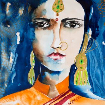 Pittura intitolato "Meghalaya" da Véronique Piaser-Moyen, Opera d'arte originale, Acquarello