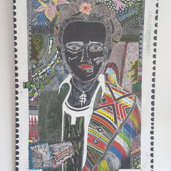 Painting titled "Frida black" by Véronique Pinault, Original Artwork, Acrylic