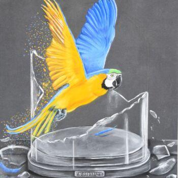 Dessin intitulée "enfin libre !" par Valérie Mortier, Œuvre d'art originale, Pastel