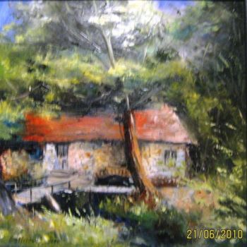 Painting titled "old mill" by Bubi, Original Artwork, Oil