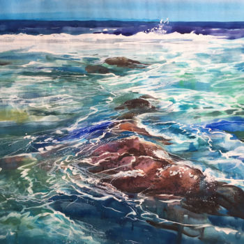 「Ocean」というタイトルの絵画 Natalia Veynerによって, オリジナルのアートワーク, 水彩画