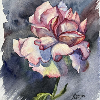 Painting titled "Pink rose. Painting…" by Natalia Veyner, Original Artwork, Watercolor