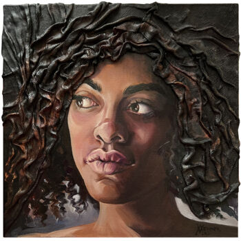 Pintura titulada "Portrait of an Afri…" por Natalia Veyner, Obra de arte original, Oleo Montado en Bastidor de camilla de ma…