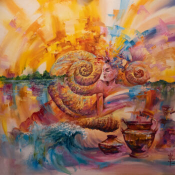 Painting titled "SEASHELL" by Viacheslav Shustov, Original Artwork, Oil