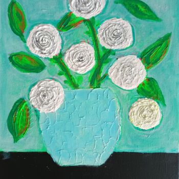 Painting titled "Flower power" by Vibeke Lerkenfeldt, Original Artwork, Acrylic Mounted on Wood Stretcher frame