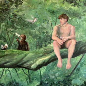 Painting titled "O primeiro habitat" by Victor G Ferrari, Original Artwork, Acrylic