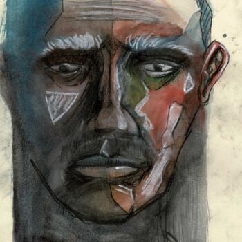 Painting titled "Portrait n°3" by Victor Rosay, Original Artwork, Watercolor