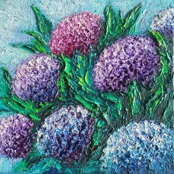 Painting titled "L'hortensia" by Victoria Beko, Original Artwork, Oil