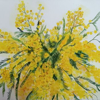 Painting titled "Mimosa" by Victoria Girerd, Original Artwork, Watercolor