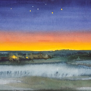 Pittura intitolato "Sky №9" da Victoria Lyashenko, Opera d'arte originale, Acquarello
