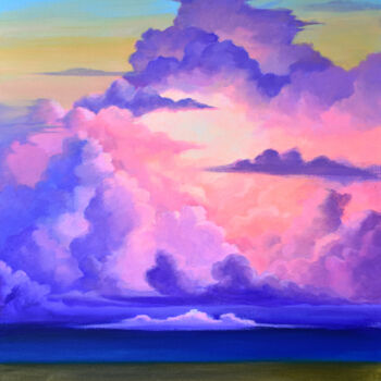 Painting titled "Bright sunset" by Victoria Lyashenko, Original Artwork, Acrylic Mounted on Wood Stretcher frame