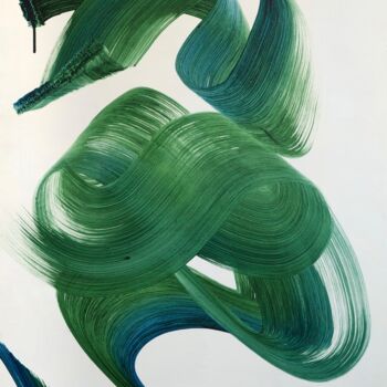 "Flow green" başlıklı Tablo Victoria Román tarafından, Orijinal sanat, Akrilik Ahşap panel üzerine monte edilmiş