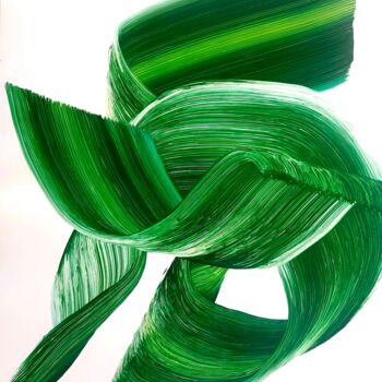 Malerei mit dem Titel "Flow green2" von Victoria Román, Original-Kunstwerk, Acryl