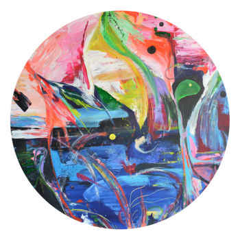 Pintura intitulada "Tropical abstract r…" por Viktorija Rutskaja, Obras de arte originais, Acrílico