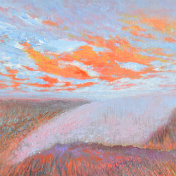 Peinture intitulée "Autumn sunset lands…" par Viktorija Rutskaja, Œuvre d'art originale, Acrylique