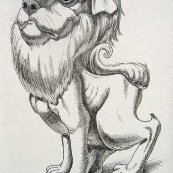 Drawing titled "Sacred Fu Dog" by Victor Molev, Original Artwork, Other