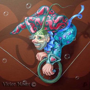 Картина под названием "Monocycle" - Victor Molev, Подлинное произведение искусства, Масло