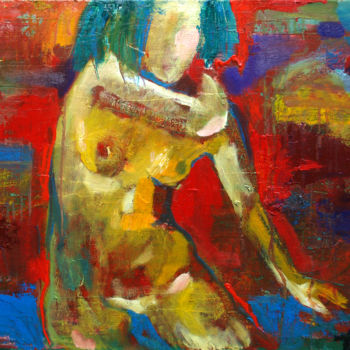 Painting titled "Untitled Act Nude 0…" by Victor Rubanskiy, Original Artwork, Oil
