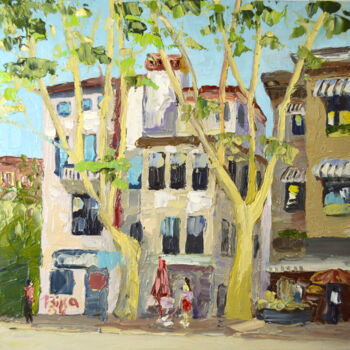 Painting titled "One Street" by Viktoriia Slavinska, Original Artwork, Oil