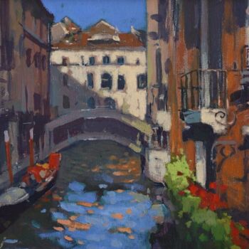 Schilderij getiteld "Balkonen von Venedig" door Viktor Grabar, Origineel Kunstwerk, Gouache