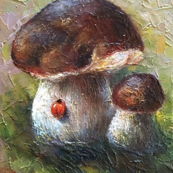 Painting titled "miniature "mushroom…" by Viktor Kurson, Original Artwork, Oil