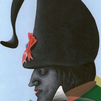 Painting titled ""Almost Napoleon"" by Viktor Miniailo, Original Artwork, Gouache