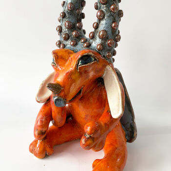 Scultura intitolato "Orange Dragon" da Viktor Zuk, Opera d'arte originale, Ceramica