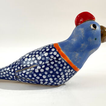 Escultura titulada "Happy Blue Bird" por Viktor Zuk, Obra de arte original, Cerámica