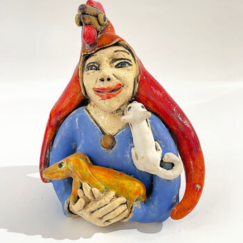 Sculpture titled "Happy Game" by Viktor Zuk, Original Artwork, Ceramics