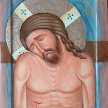 Painting titled "Icon of the passion…" by Viktoriia Kolosovska, Original Artwork, Tempera