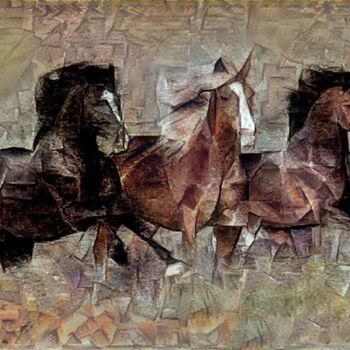 数字艺术 标题为“a trio of horses” 由Viktoriay Bozhko, 原创艺术品, 数字油画