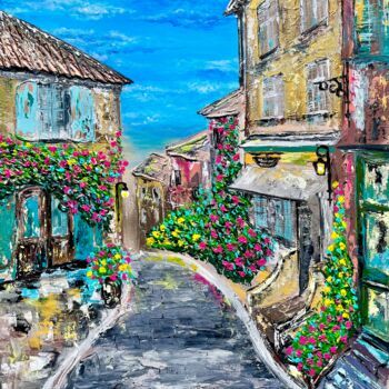 Painting titled "Somewhere on Medite…" by Viktoriia Balandina, Original Artwork, Acrylic Mounted on Wood Stretcher frame