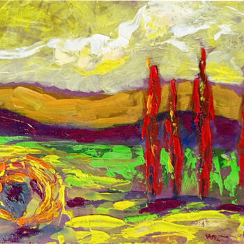 제목이 "Red Tuscany Landsca…"인 미술작품 Viktoriya Filipchenko로, 원작, 기름