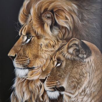 Schilderij getiteld "Kings of Jungle" door Viktoriya Nasyrova, Origineel Kunstwerk, Acryl