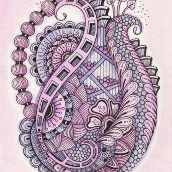 Tekening getiteld "Pink and violet" door Viktoriya Crichton, Origineel Kunstwerk, Aquarel