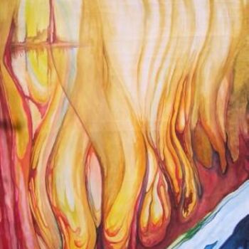 Painting titled "LA FEMME FEU" by Géraldine Villechenoux, Original Artwork