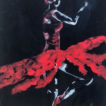 Schilderij getiteld "Ballerine rouge" door Isabelle Villena, Origineel Kunstwerk, Acryl