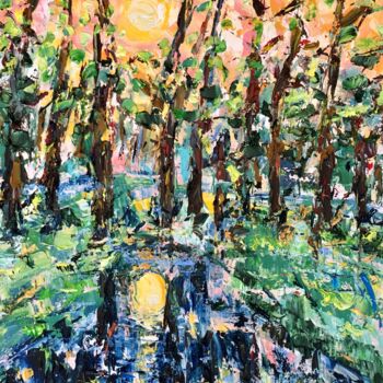 Pintura titulada "Sunset Landscape Oi…" por Vilma Gataveckiene, Obra de arte original, Oleo