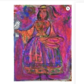 Painting titled "Mujer con traje típ…" by Vilmos Szöts, Original Artwork, Watercolor