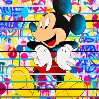 Pintura titulada "MICKEY HAPPY" por Vincent Bardou, Obra de arte original, Acrílico Montado en Bastidor de camilla de madera