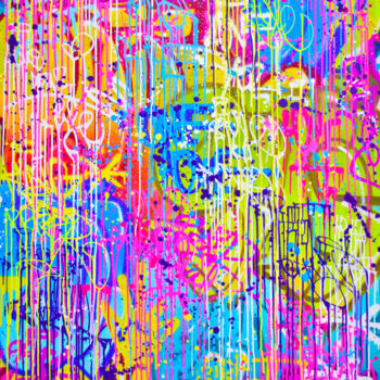 Painting titled "GRAFFITI RAIN" by Vincent Bardou, Original Artwork, Spray paint Mounted on Wood Stretcher frame